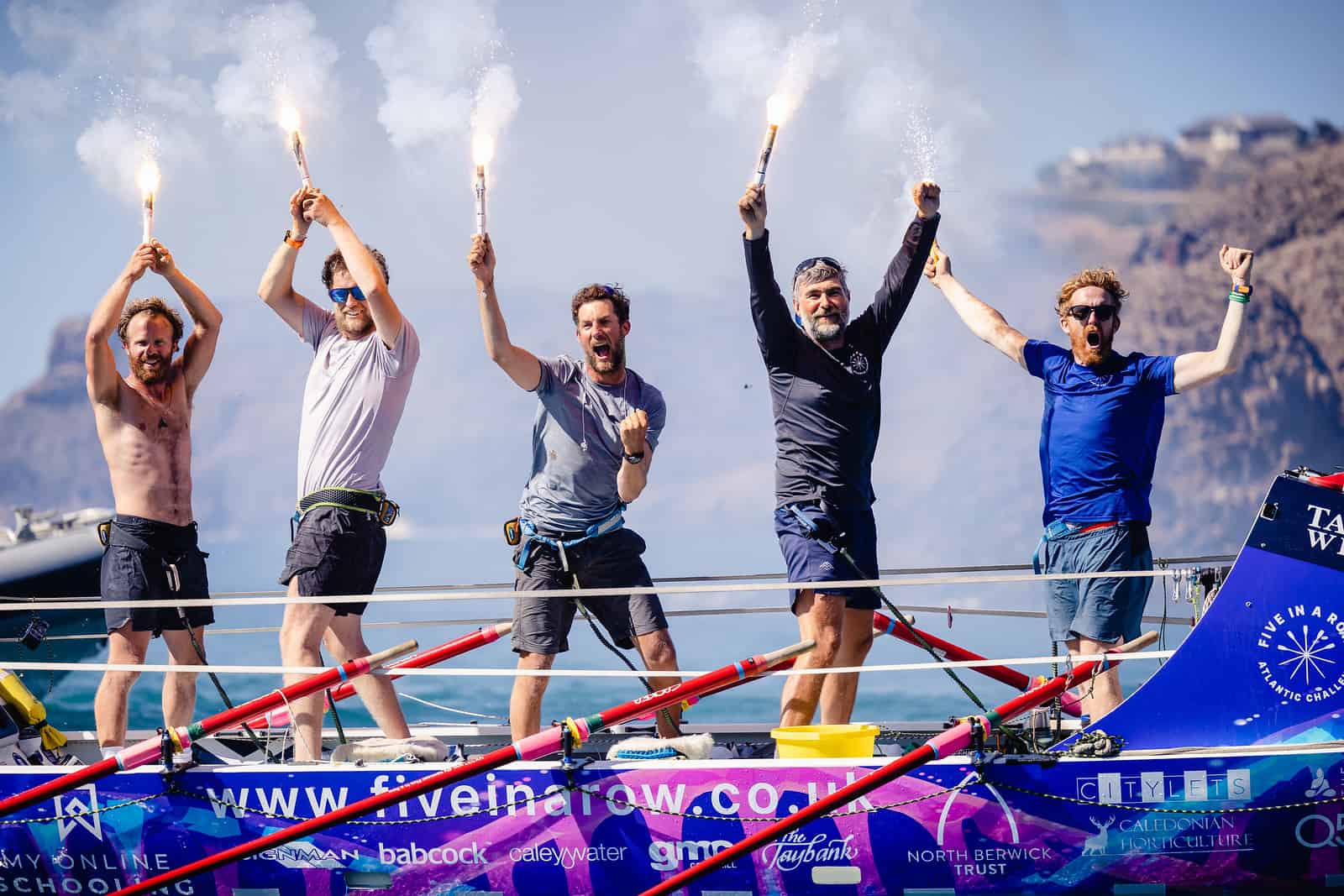 Having a row. Row crew. five in a row.